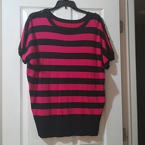 Pink and black striped sweater